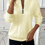 Lynne | Cable-Knit Zip Sweatshirt