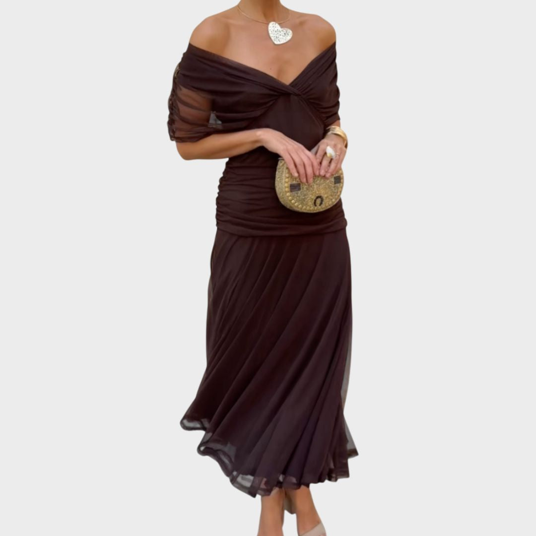 Bláthnaid - Elegant Floral Maxi Dress - Charlotte & Willow, detail