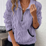 Harper | Fuzzy Half-Zip Sweatshirt with Pockets