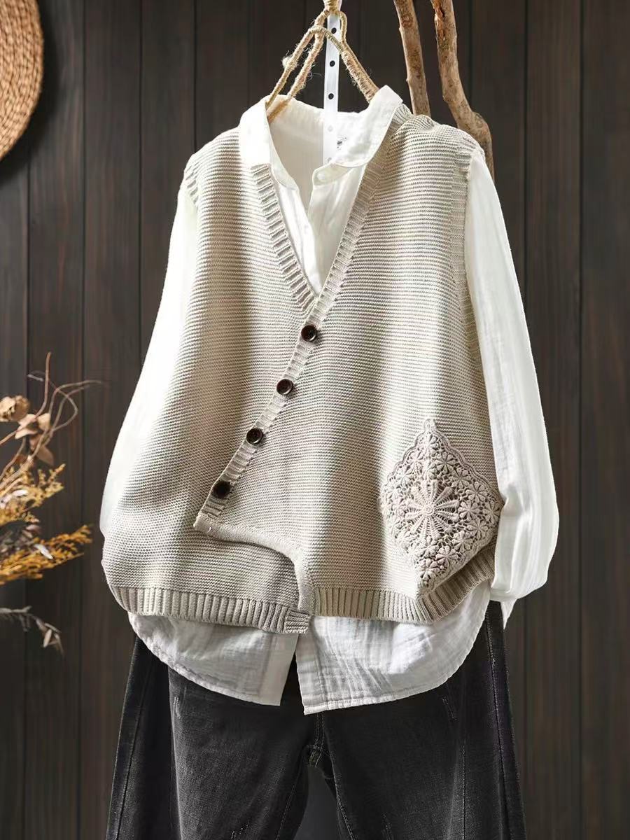 Justine - Gilet Tricot Asymétrique