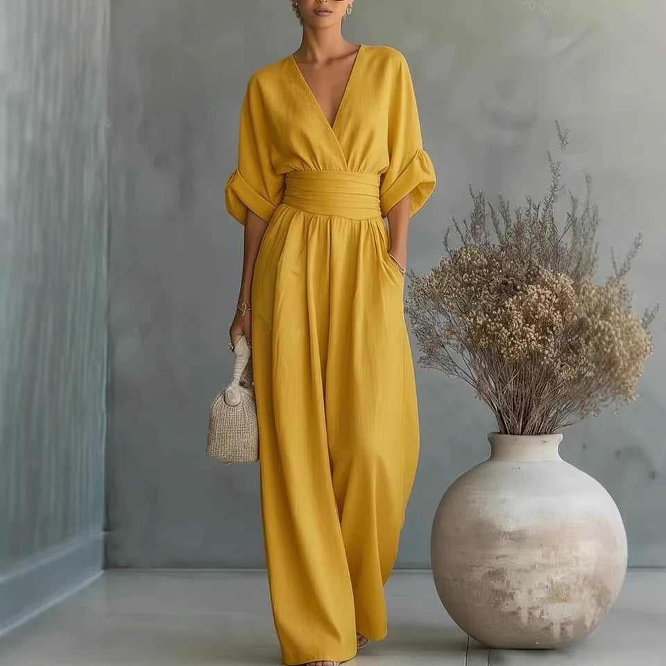 Eimear Backless V Neck Dress - Charlotte & Willow, side view