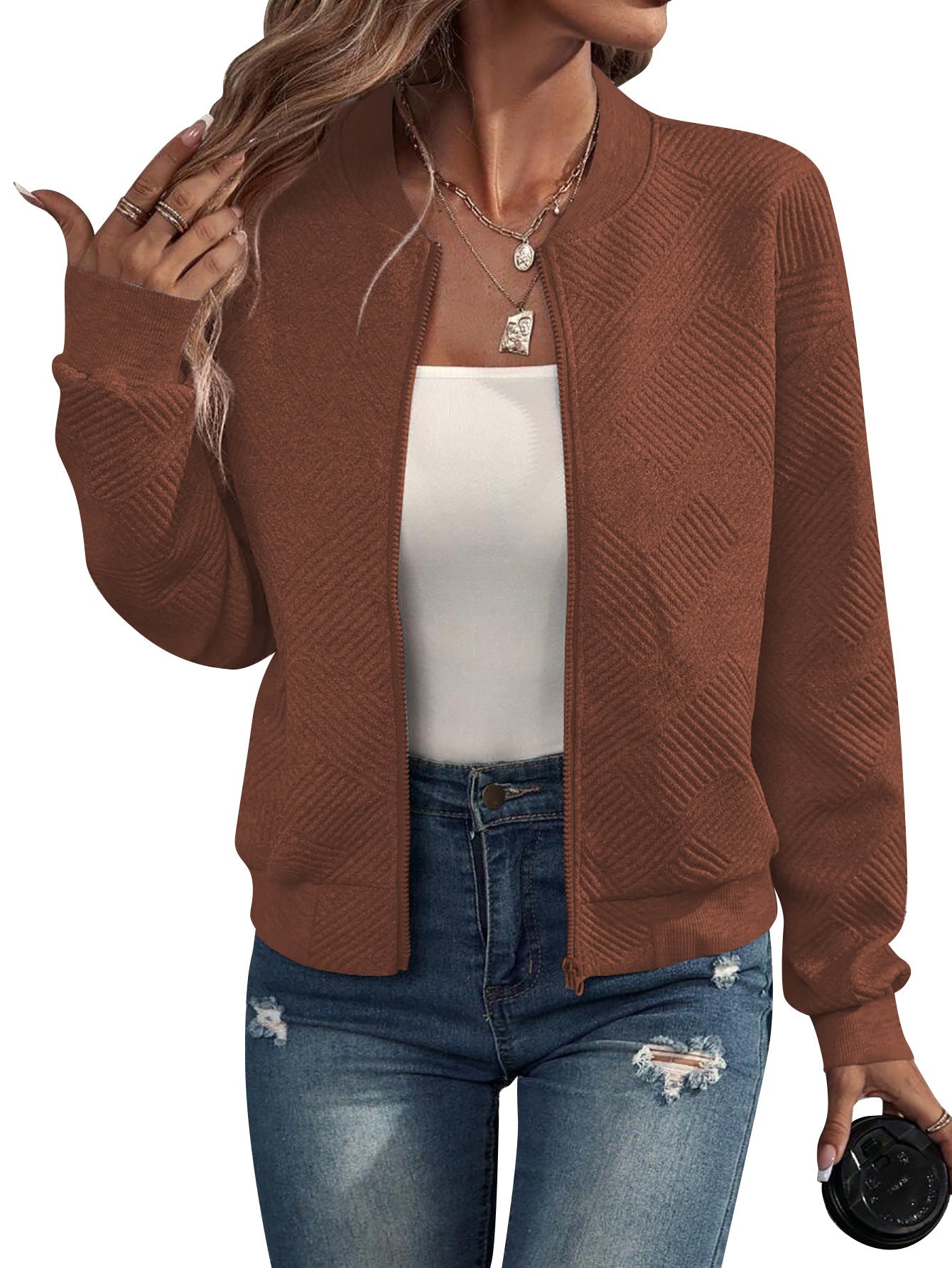 Anaïs - Veste Bomber Géométrique