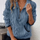 Harper | Fuzzy Half-Zip Sweatshirt with Pockets