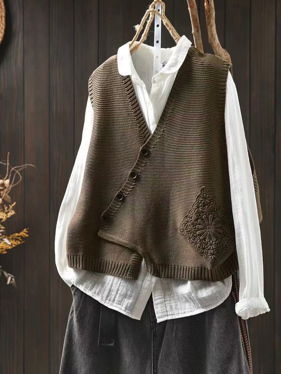 Justine - Gilet Tricot Asymétrique