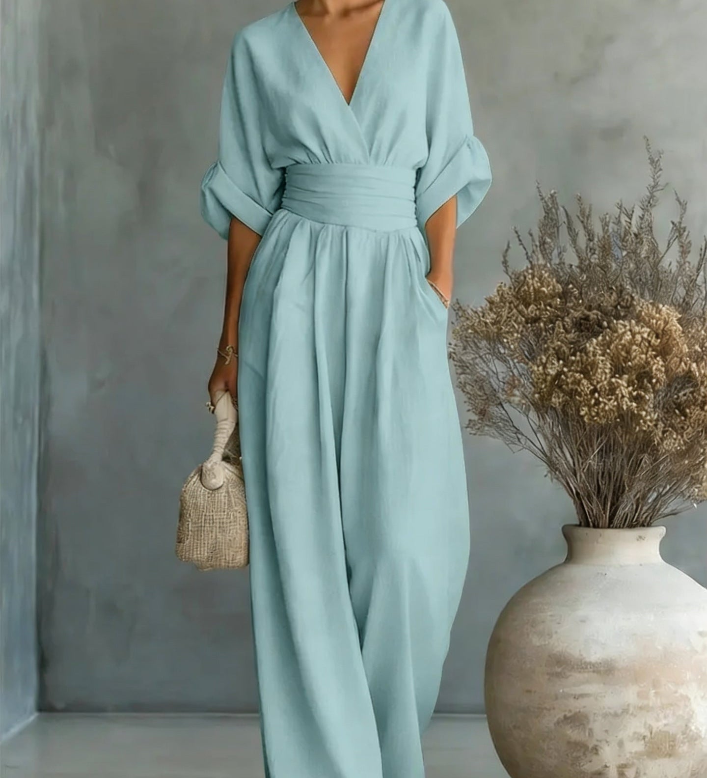 Eimear Backless V Neck Dress - Charlotte & Willow, side view