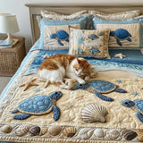 3-Piece Ocean Waves Quilted Bed Set