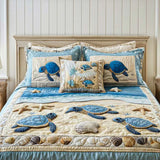 3-Piece Ocean Waves Quilted Bed Set