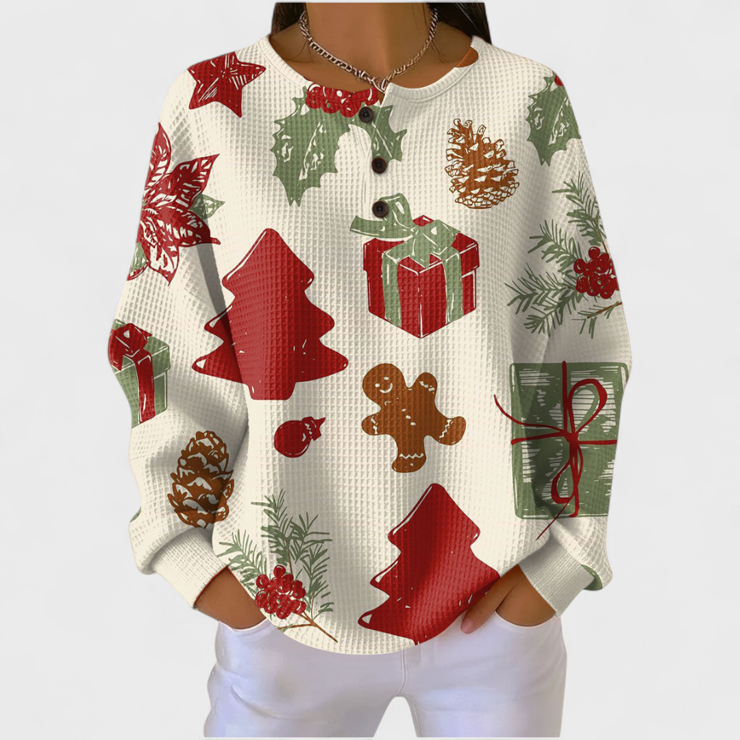 Cara Cream Jumper Featuring Festive Christmas Designs - Charlotte & Willow