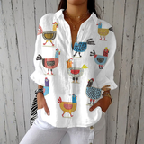 Aurore - Vibrant Chicken Print Blouse