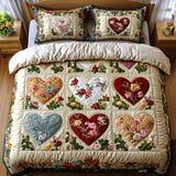 3-Piece Quilted Bed Set - Heartfelt Design