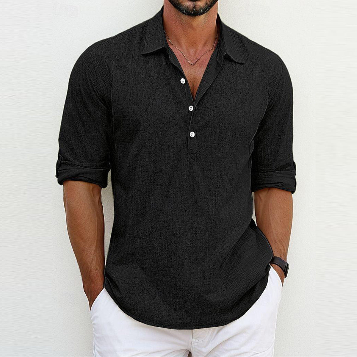 Odhran Long Sleeve Polo Tee - Charlotte & Willow, front view
