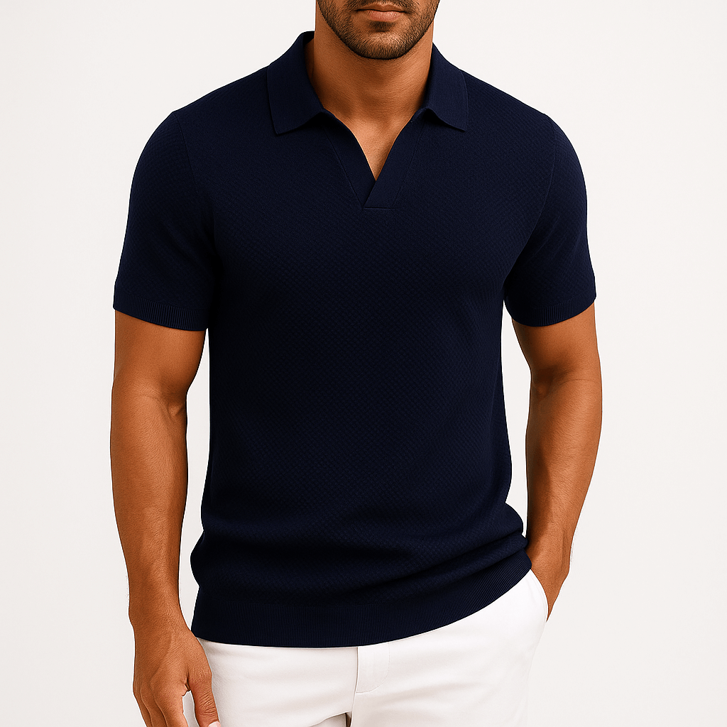 Seán Textured Polo Tee - Charlotte & Willow, detail