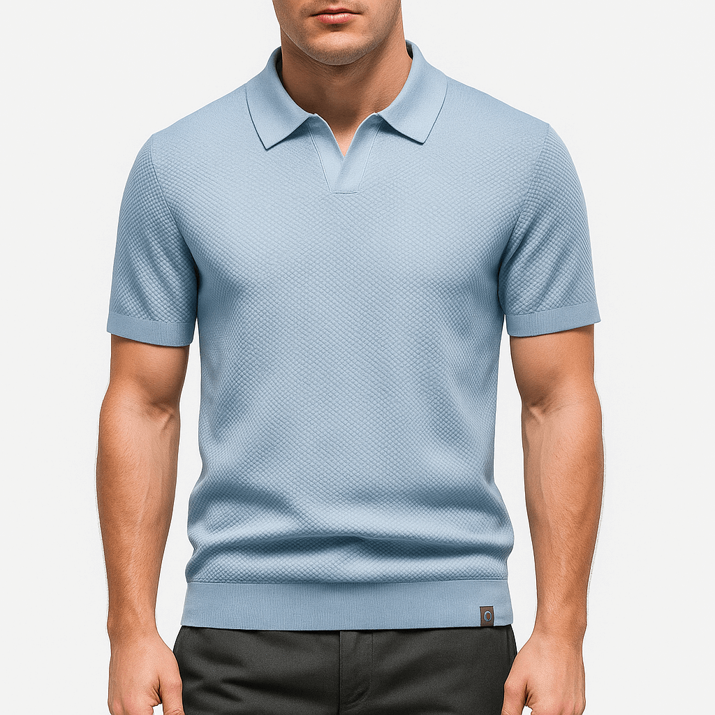 Seán Textured Polo Tee - Charlotte & Willow, detail