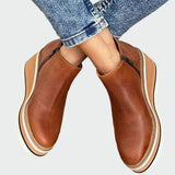 Anaïs - Camel Ankle Boots with Platform Heel