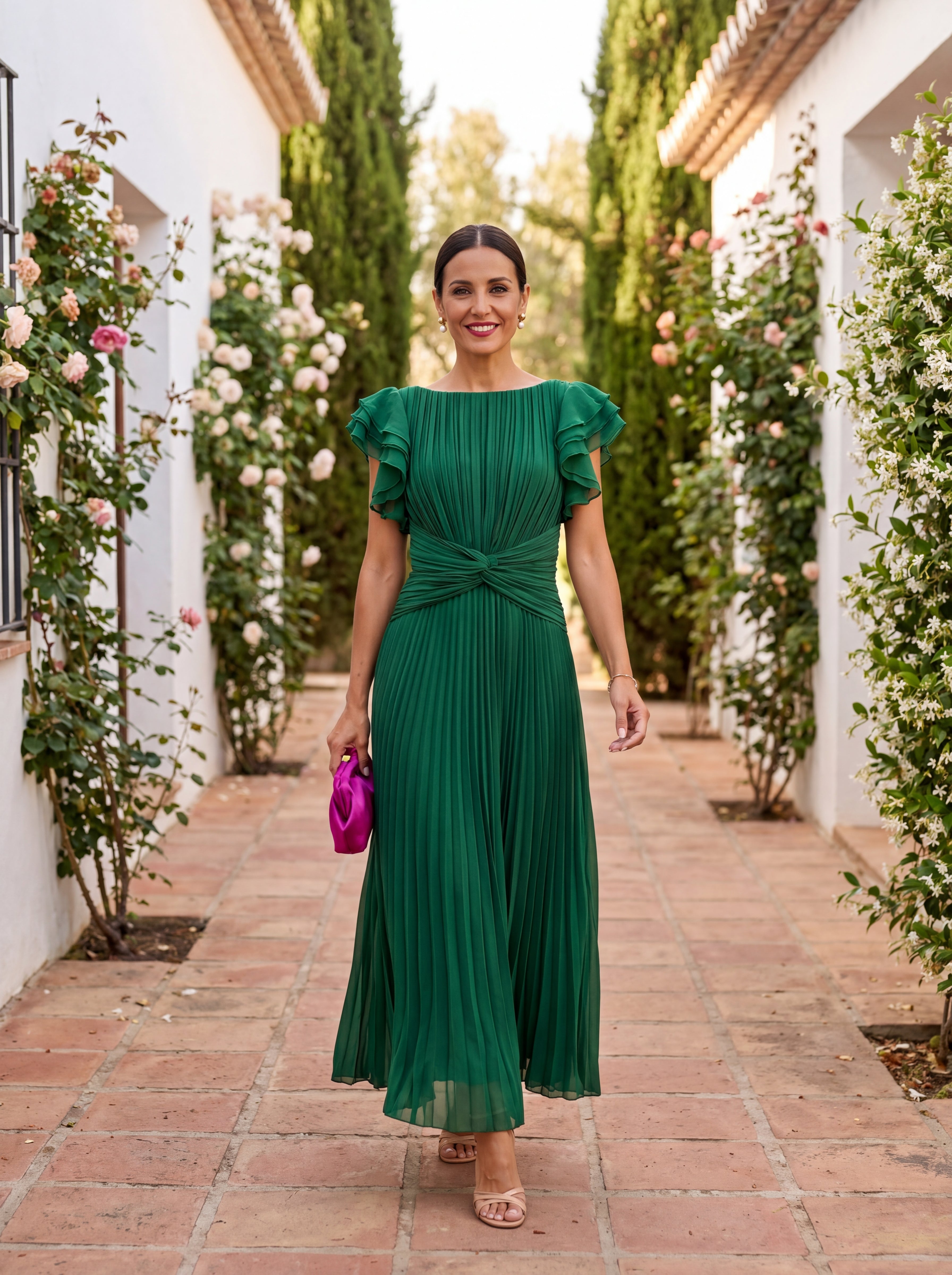 Sibeal Pleated Evening Dress - Charlotte & Willow
