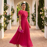 Sibeal Pleated Evening Dress - Charlotte & Willow, side view