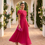 Sibeal Pleated Evening Dress - Charlotte & Willow, side view