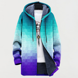 Clara - Hooded Coat with Geometric Design
