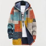 Anaïs - Hooded Coat with Geometric Design