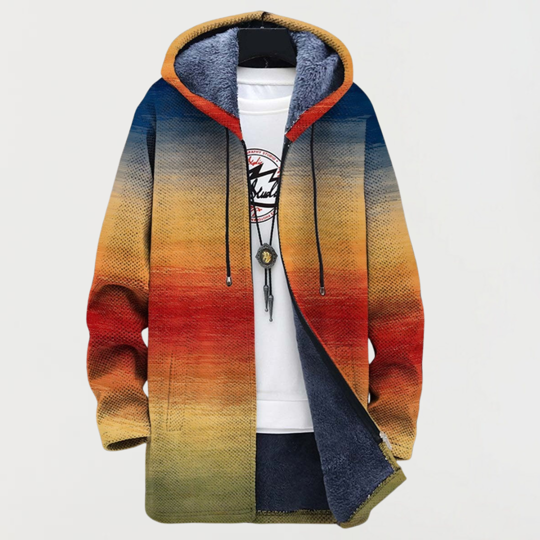 Bláthnaid - Hooded Cardigan with Geometric Design - Charlotte & Willow