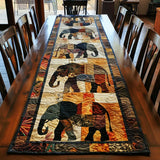 Elephant March Quilted Table Runner
