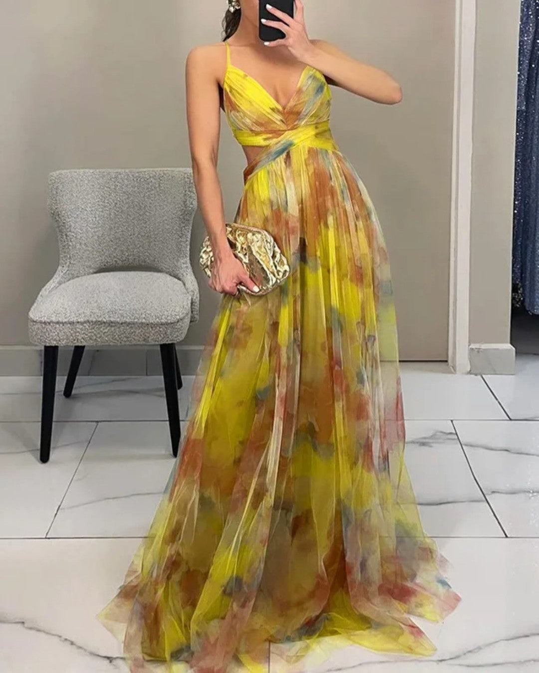 Muirne Floral Print Maxi Dress - Charlotte & Willow, front view