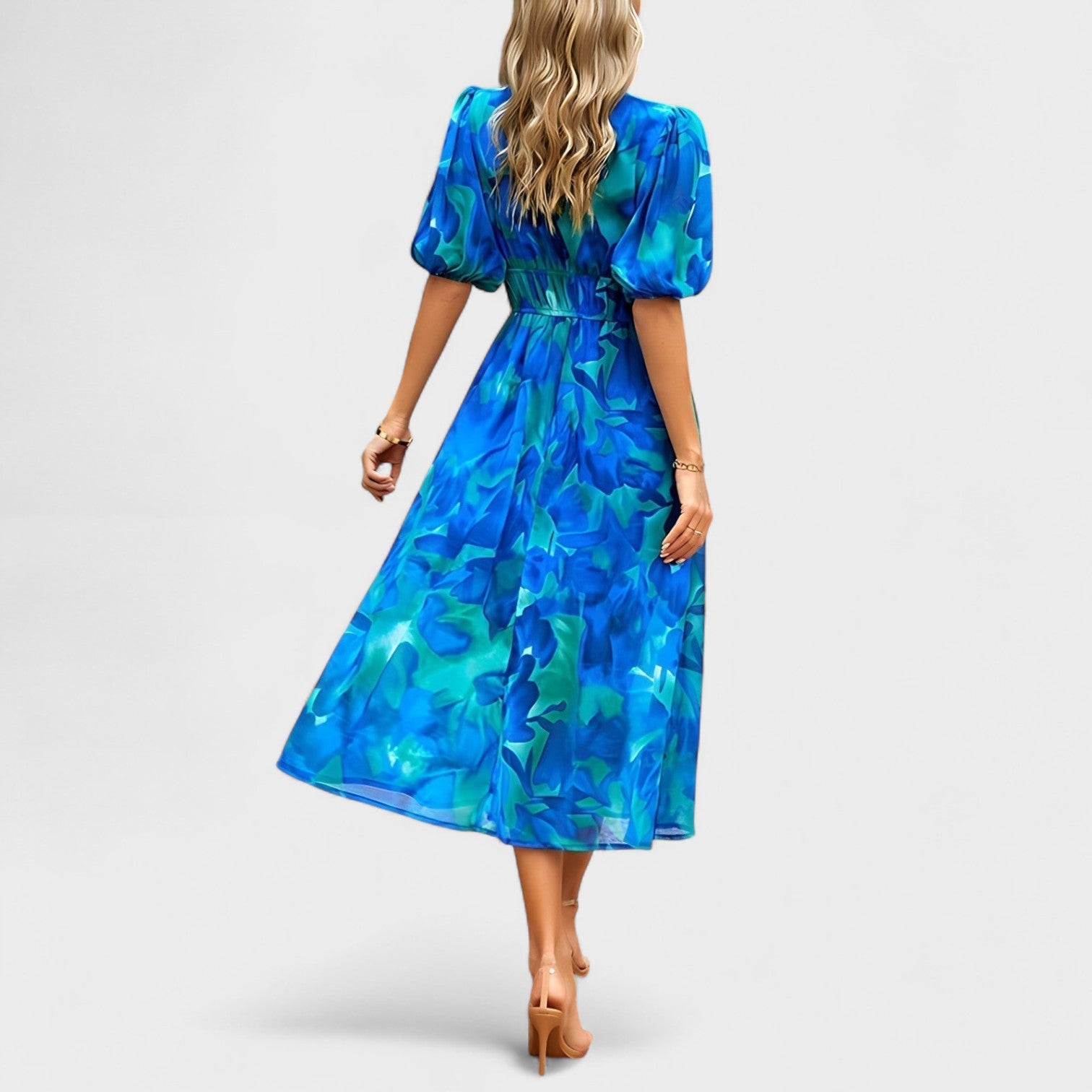 Imelda - Midi Dress with Floral Print - Charlotte & Willow, front