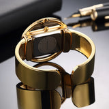 Sarah - Stylish Black and Gold Timepiece