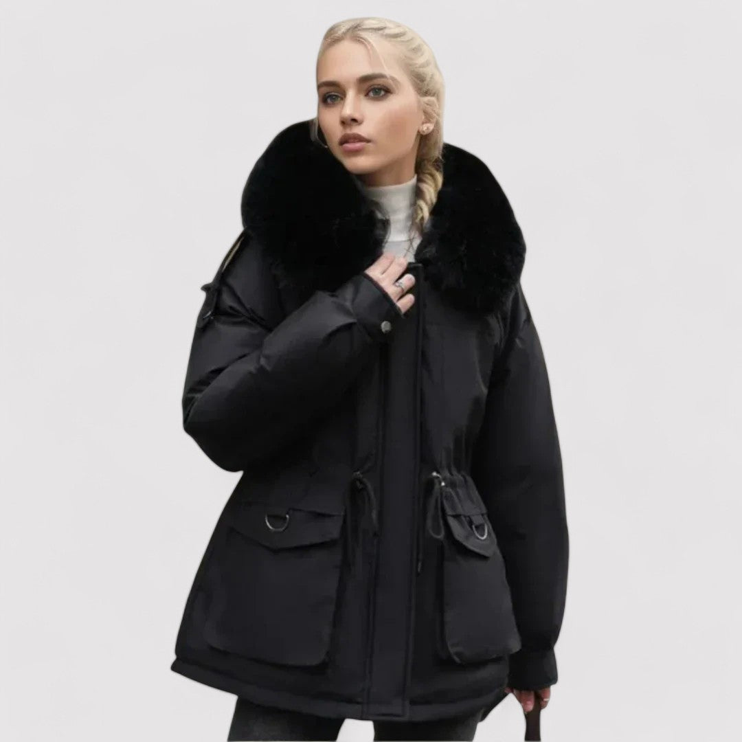 Inès - Chic Contemporary Coat - Charlotte & Willow, detail