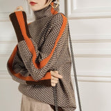 Delia | Luxe Herringbone High-Collar Jumper