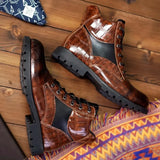 Amélie - Chic Crocodile-Patterned Boots