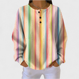 Laoise Striped Jumper with Colourful Design and Button Detail - Charlotte & Willow