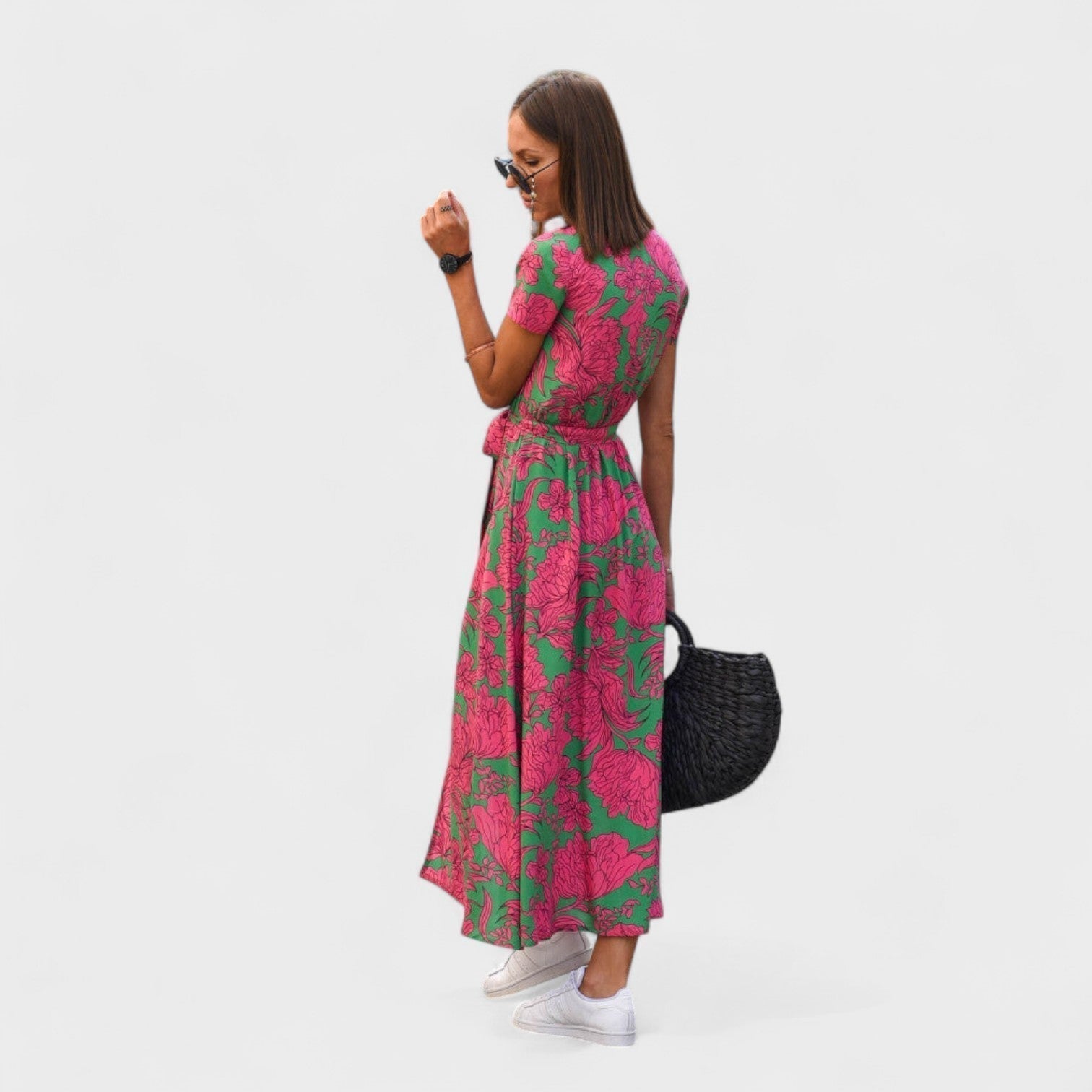 Sadhbh - Delicate Floral Midi Dress - Charlotte & Willow, front