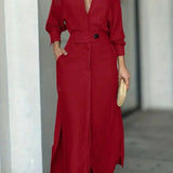 Jeanette™ | Elegant Maxi Dress with V-Neck
