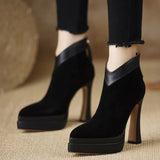Justine - Suede Block Heel Ankle Boots