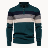 Céline - Striped Sweater with Mid-Length Opening