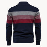 Céline - Striped Sweater with Mid-Length Opening