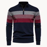 Céline - Striped Sweater with Mid-Length Opening