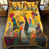 3-Piece Quilted Bed Set - Dawn's Rooster Design