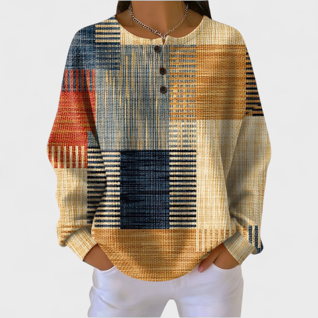 Fiadh Colourful Patchwork Pattern Jumper - Charlotte & Willow