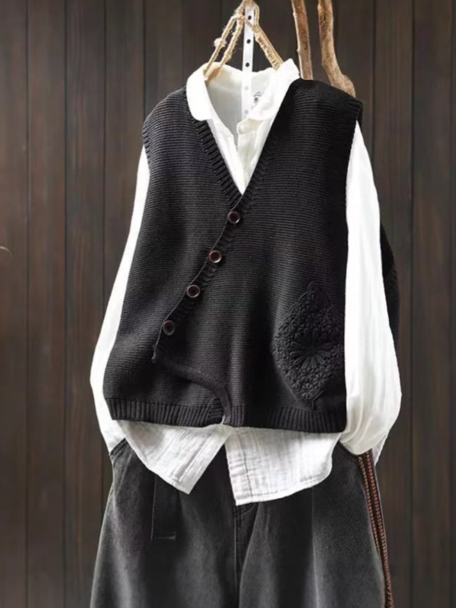 Justine - Gilet Tricot Asymétrique