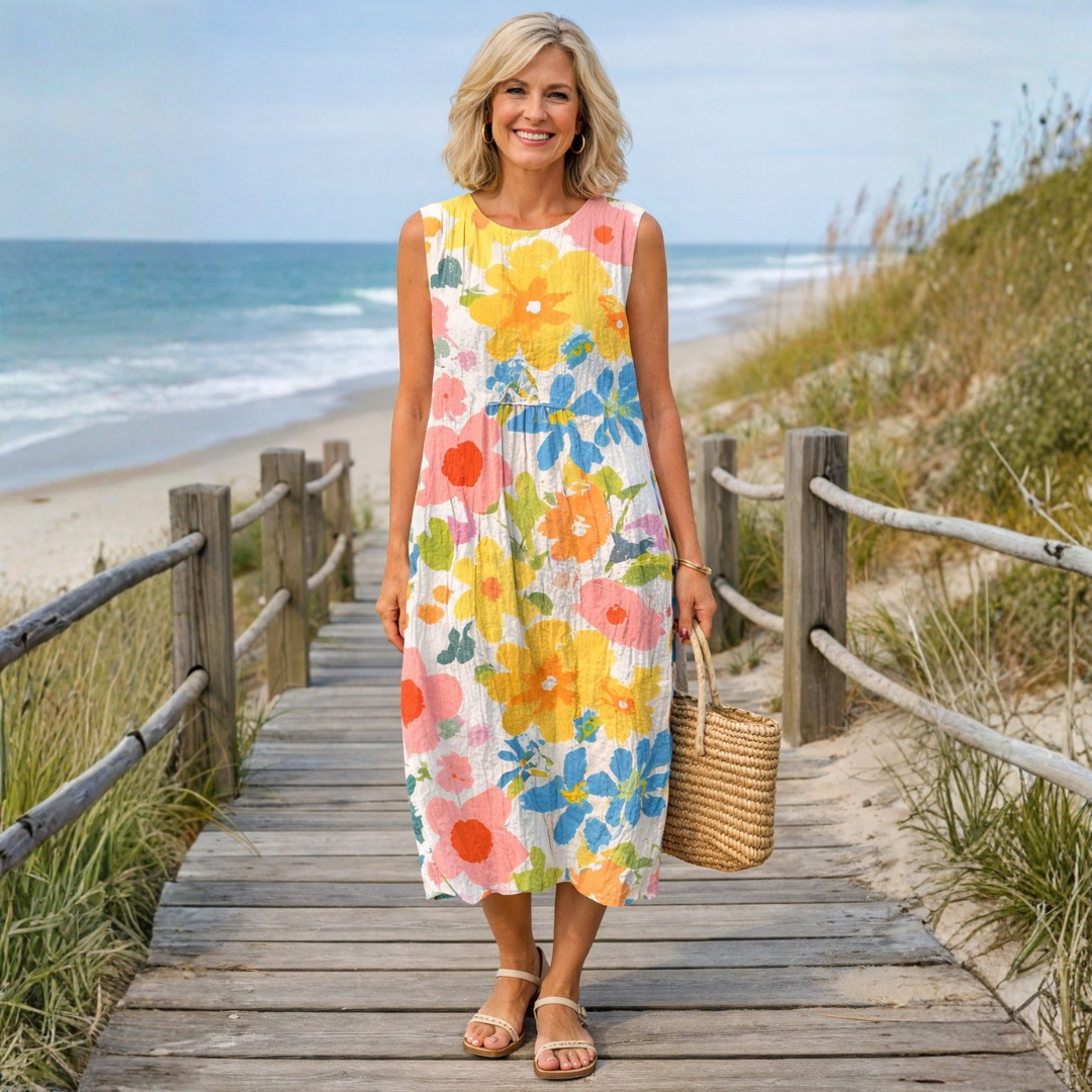 Muireann Boho Midi Dress - Charlotte & Willow, front view
