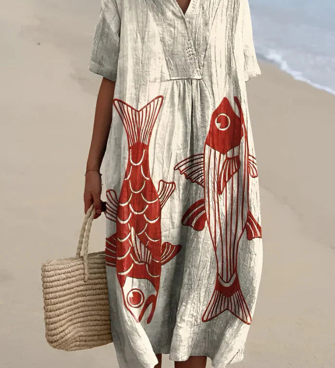 Bláithín - Chic Geometric Dress - Charlotte & Willow, detail