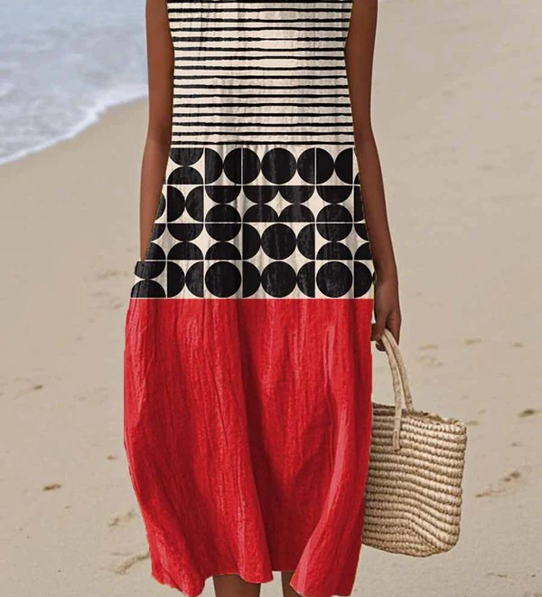 Eile Bohemian Colour Block Midi Dress - Charlotte & Willow