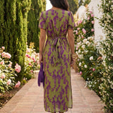 Brighid Botanical Print Dress - Charlotte & Willow, front view