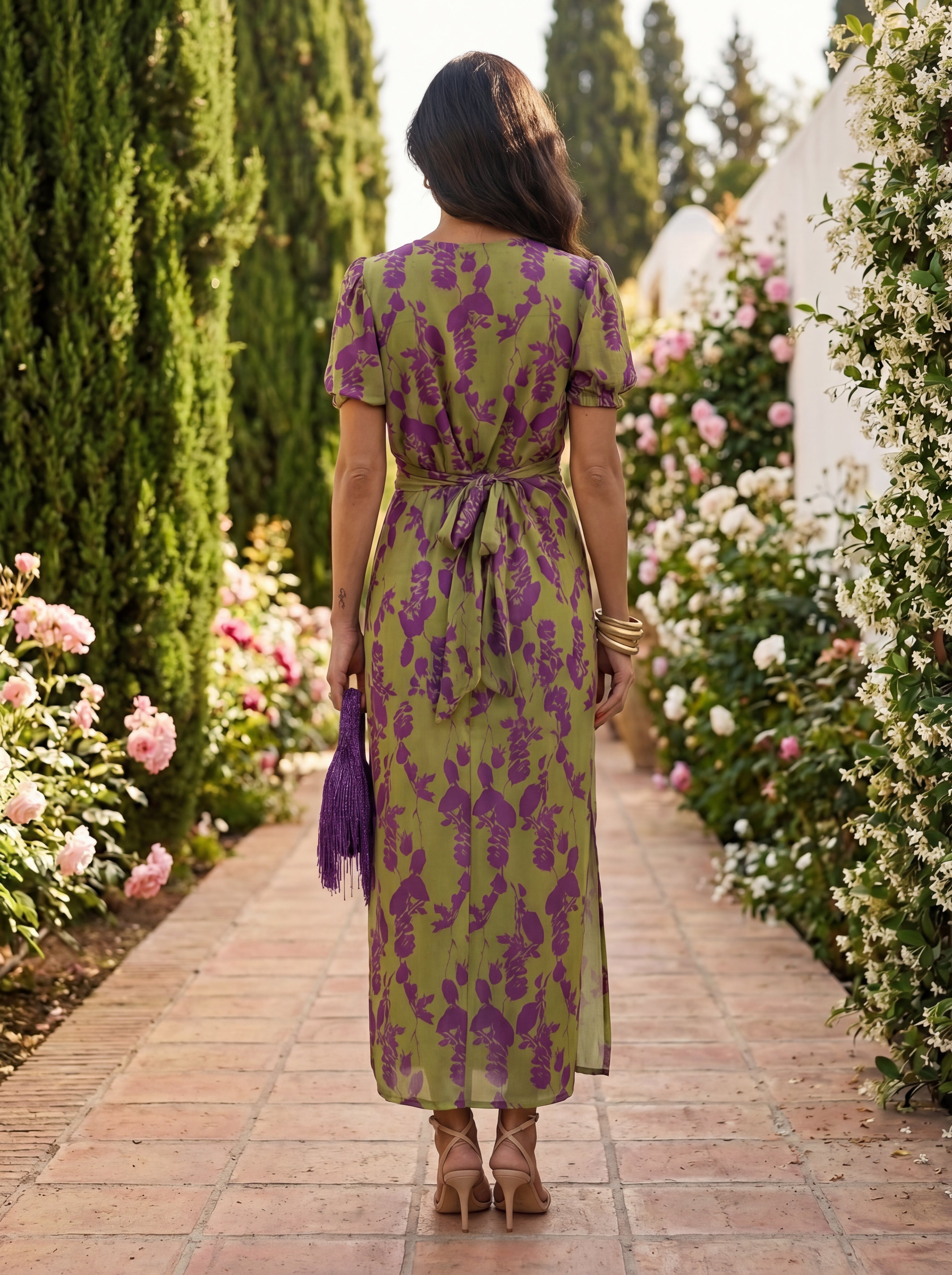 Brighid Botanical Print Dress - Charlotte & Willow, front view