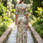 Ailbhe Green Asymmetrical Dress - Charlotte & Willow, front view