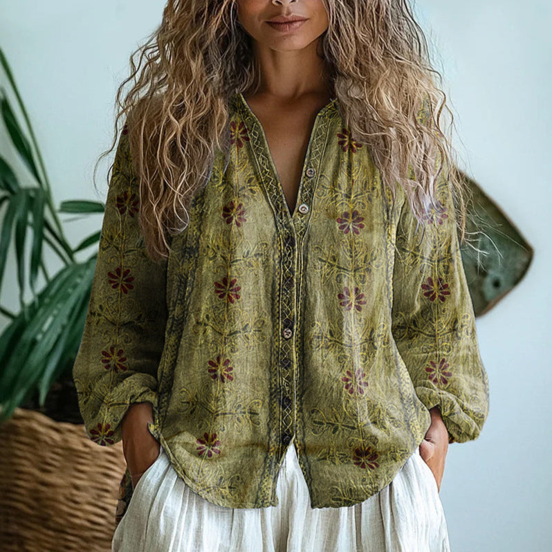 Sorcha - Elegant Floral Top - Charlotte & Willow, detail