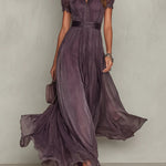 Fionnuala Long Dress in Opulent Fabric - Charlotte & Willow, front view