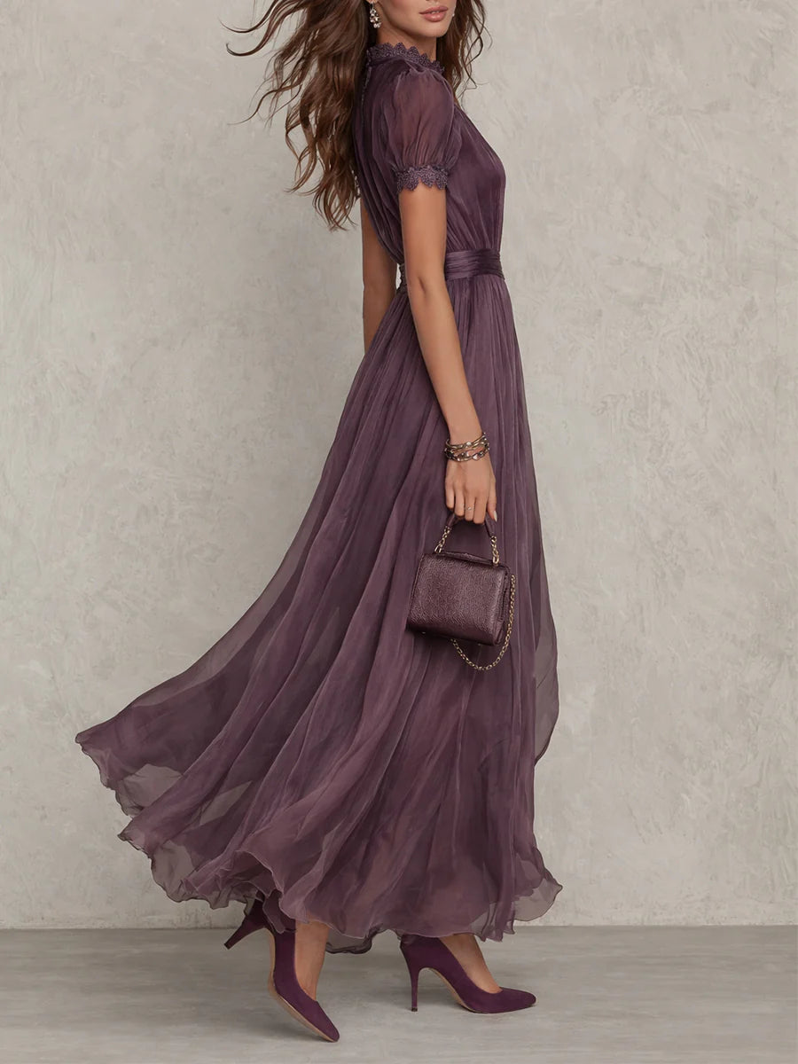 Fionnuala Long Dress in Opulent Fabric - Charlotte & Willow, side view